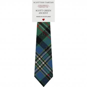 Boys All Wool Tie Woven Scotland - Scott Green Ancient Tartan