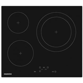 Placa Vitrocerámica Independiente Daewoo 60 cm Negra 3 Zonas de Cocción Radiantes