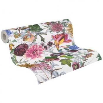 Dream Flowery Floral Wallpaper - Botanical Design, Purple Flower Pattern, Non-Woven Roll 0.53 x 10m