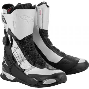 Botas de Moto Alpinestars SP-X Boa - Protección óptima, Negro/Plateado, Talla 47 EU