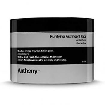 Anthony Purifying Astringent Cleansing Toner Pads – Aloe Vera, and Citrus Mint - Eliminate Impurities, Minimize Pores and Control Shine - 60 Pads