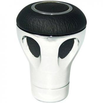 Eufab 17453 - Pomo de aluminio y cuero con 5 piezas de cuero decorativas y anillo cromado