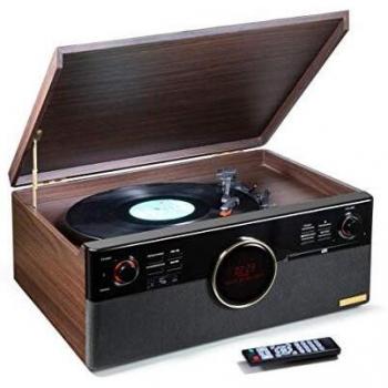 Tocadiscos Multifuncional Technaxx TX-137 con Bluetooth 5.0, DAB+, USB, Radio FM y Digitalización de Vinilos, Cassettes y CDs - Madera Semiautomática