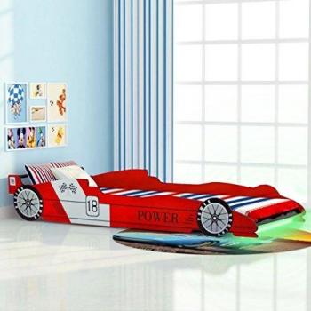 vidaXL Cama para Niños con Forma de Coche de Carreras con Luces LED Muebles para Habitación Infantil