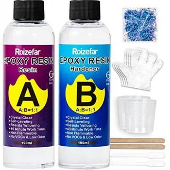 Resina Epoxi Ultra Transparente no tóxica 410g/380 ml, Proporción 1:1 para Bricolaje, Madera, Artesanía, Joyería, Suelos, Obras de Arte, Modelado, Mesas Creaciones Artísticas