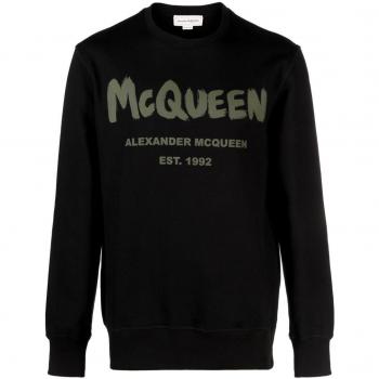Alexander McQueen Men's Graffiti Organic Cotton Sweatshirt in Black, Size Medium, Style Number: 688713QTAAB0519