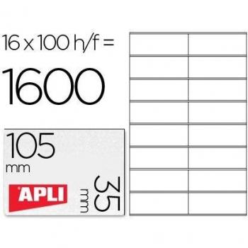 APLI 1287 - Etiqueta Adhesiva Apli 1287 Tamaño 105X35 Mm Fotocopiadora Laser Ink-Jet Caja Con 100 Hojas Din A4
