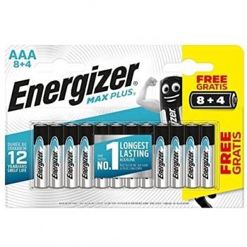 Energizer Max Plus Pack de 12 Pilas AAA, Larga duración para Uso Cotidiano, sin sulfatación y Mantiene Carga 12 años CE