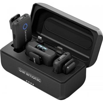 Saramonic Blink500 B2+ Sistema de Micrófono Inalámbrico 4 en 1 con dos transmisores y un receptor, micrófonos integrados, compatibilidad con cámaras DSLR, smartphones y grabadoras de audio,