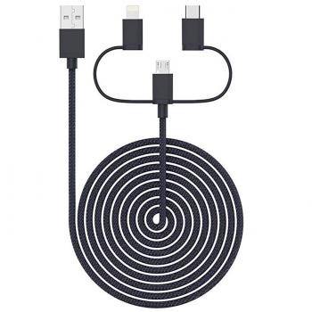 Power Bank Blaupunkt 4000 mAh, Batería Externa Gris con Cable 3 en 1 para iOS y Android