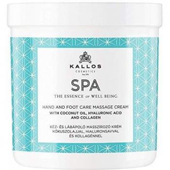 Crema de masaje para manos y pies Kallos Cosmetics Spa con Aceite de Coco, Ácido Hialurónico y Colágeno 500ml