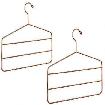 Set de 2 Perchas Múltiples Relaxdays para Pantalones, Faldas y Bufandas, Diseño Elegante, Metal de 4 mm, Color Cobre