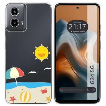 Funda Silicona Transparente Diseño Playa para Motorola Moto G34 5G