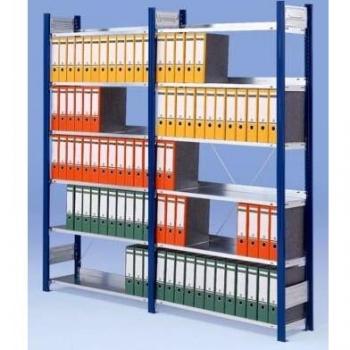 Estantería ensamblable para archivadores Hofe, unidireccional, altura 2350 mm, dimensiones 750 x 300 mm, color azul / galvanizado
