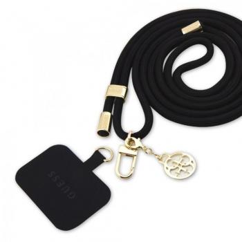 Cinturón Cruzado Guess 4G Charm Dorado/Negro con Accesorio Universal para Smartphone