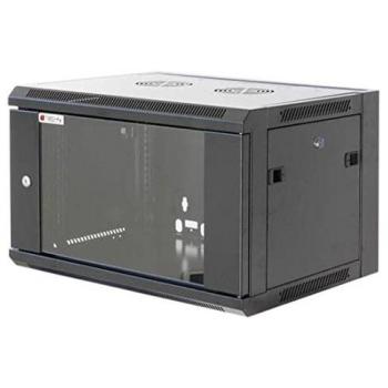 Techly 19 Wall-Mount Rack Cabinet, 15U, 450mm Deep, Black, Assembled with Glass and Steel