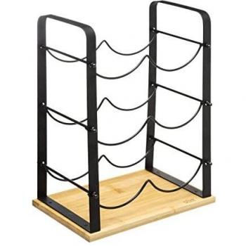 Organizador de Botellas de Vino Nera - 6 Unidades de Bambú y Metal - Diseño Elegante y Moderno