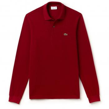 Lacoste Long Sleeve Red Cotton Polo Shirt for Men - Size 3XL