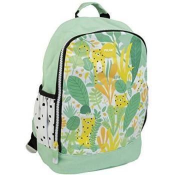 Mochila escolar pequeña Hide & Seek, verde y amarilla