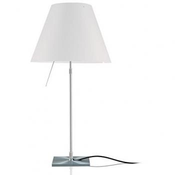 Lámpara de mesa Luceplan Costanza de aluminio blanco con difusor y regulador de intensidad, altura ajustable 76-110cm