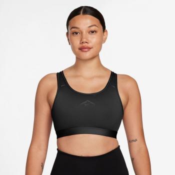 Nike - Sujetador deportivo de sujeción media Swoosh para mujer con forro ligero - Negro (L)