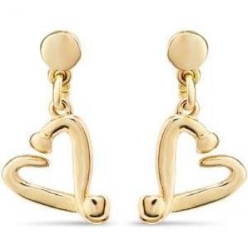 UNOde50 One Love Gold Plated Open Heart Stud Earrings PEN0887ORO0000U