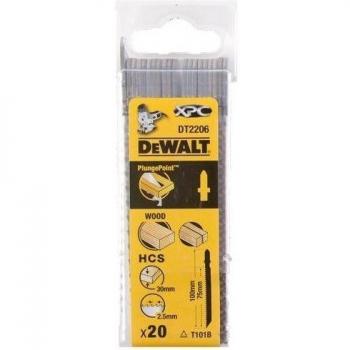 DeWalt DT2206-QZ - Hoja de sierra de calar XPC, longitud: 100mm, paso de diente: 2.5mm, Para cortes precisos, limpios y rápidos en madera aglomerado, contrachapado, laminado y plástico hasta 30mm de espesor
