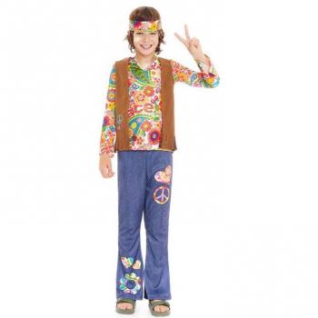 Disfraz de Hippie Flores con chaleco para niño