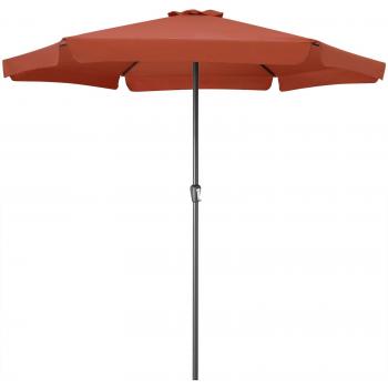 Parasol Maui terracota 3,3 m con manivela, protección UV 80+, repelente al agua, fácil manejo, ideal para balcón, terraza y jardín
