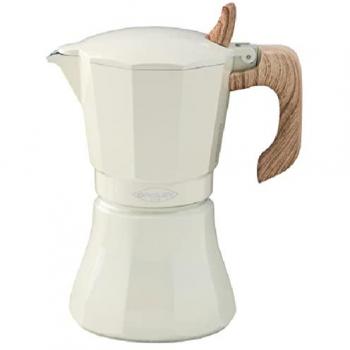 Cafetera Suinga OROLEY 9 Tazas Petra Crema - Diseño Imitación Madera, Apta para Todo Tipo de Cocinas e Inducción