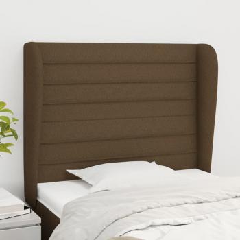 Cabecero de oreja marrón oscuro 93x23x118/128 cm tejido Vidaxl