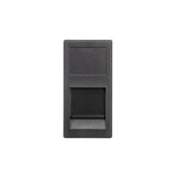Placa Keystone K45 Universal con Tapa Antipolvo, 1 Conector RJ, Color Gris Grafito