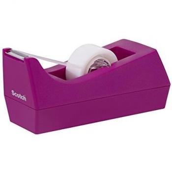 Portarrollo de cinta Scotch fucsia con un rollo de cinta mágica 19mm x 8,89m