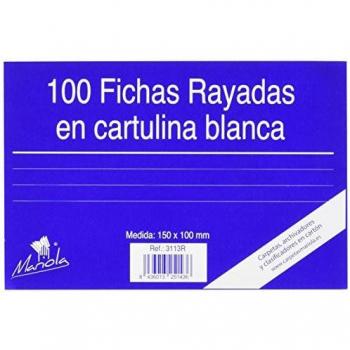 Mariola ficha rayada 150x100mm cartulina 180gr blanco paquete de 100 nº3