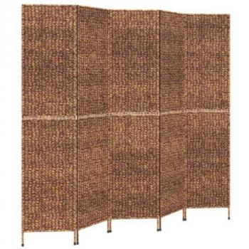 Biombo de 5 paneles jacinto de agua marrón 205x180 cm