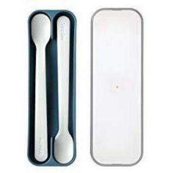 Set de 2 cucharas largas para bebé Mio con funda, color azul profundo