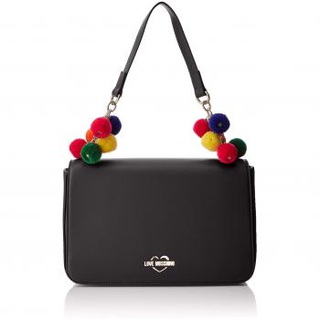 Love Moschino Borsa Nappa PU, Bolso de Mano. para Mujer, Negro