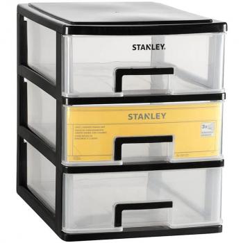 Organizador Stanley 3 Cajones Mediano con Transparente y Compartimentos