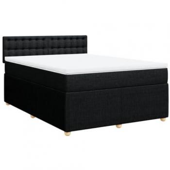 Cama box spring con colchón de muelles en tela negra 140x200 cm