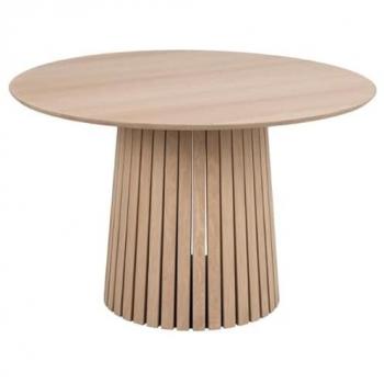 Mesa de Comedor Redonda Christo, Ø 120 cm, Eichenfurnier, Base en Pilar, Frontal Lamellado
