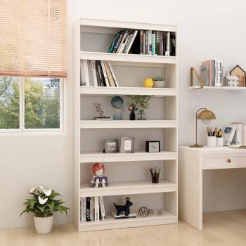 Librería/partición blanca de madera maciza de pino 100x30x200 cm