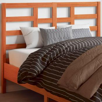 Cabecero de cama de madera maciza de pino en color marrón con acabado en cera, dimensiones 135 cm
