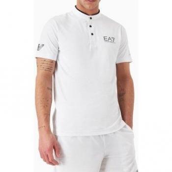 EA7 Ventus 7 Collar T-Shirt - White/Black - Male - Size: S