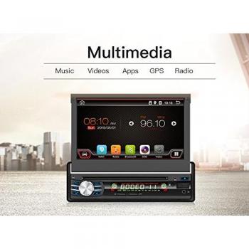 2 G 16 G 7 Single DIN Android 6.0 Quad-Core, pantalla táctil, Bluetooth, DVD/CD/MP3/USB/SD AM/FM estéreo de coche, monitor digital con pantalla LCD de 7 pulgadas, panel frontal extraíble inalámbrica, mando a distancia, iluminación multicolor
