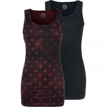 R.E.D. by EMP Stars Allover - Pack de 2 Top Mujer burdeos/negro L