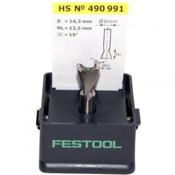 Festool 490991 - Fresa de cola de milano / dientes HS, vástago 8 mm HS S8 D13,8/13,5/15