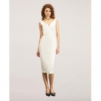 Vestido tubo con escote de corazón y cremallera en contraste