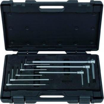KS Tools 158.5100 Juego de llaves hexagonales de 3 vias con mango en T, 8 pzs