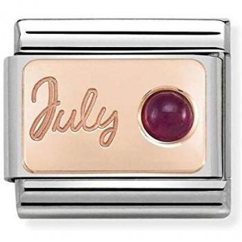 Charm Clásico de Oro Rosa con Rubí de Julio para Mujer - Nomination