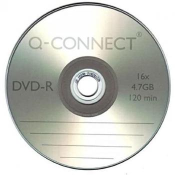 Q-Connect DVD-R con Capacidad de 4.7GB, Duración de 120 Minutos, Velocidad 16X en Tarrina de 25 Unidades